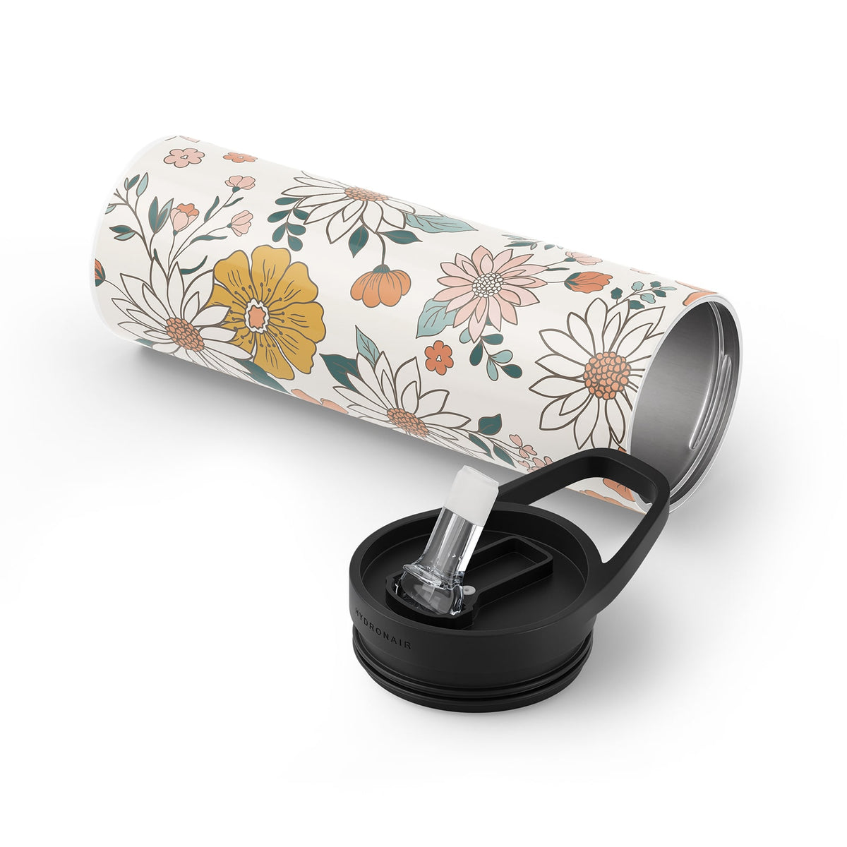 White Floral Metal 20oz Tumbler