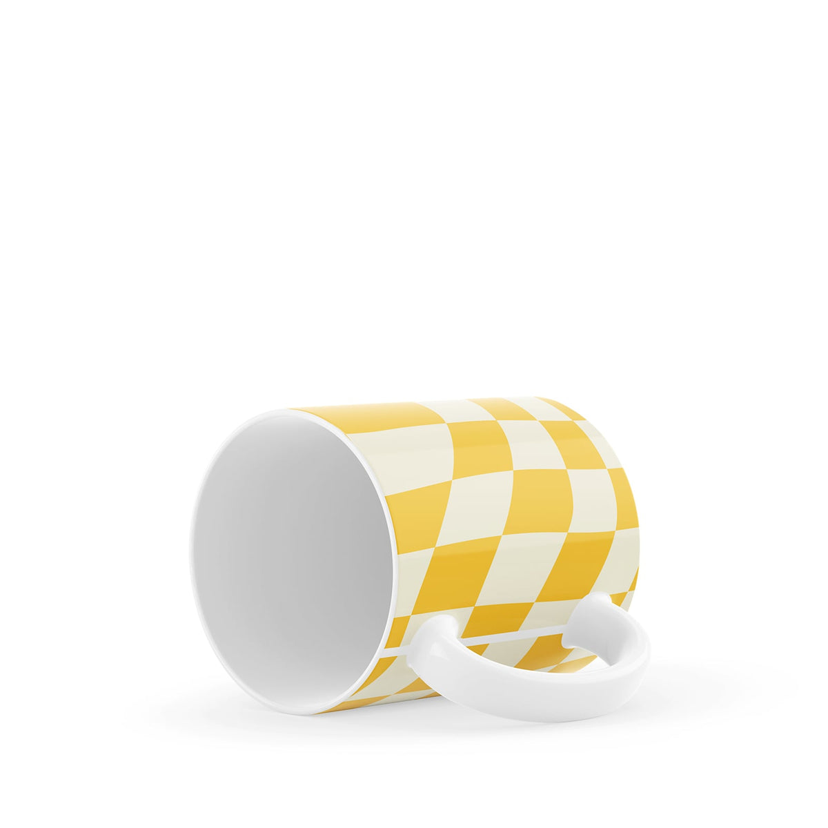 Yellow Checkered Ceramic Mug 