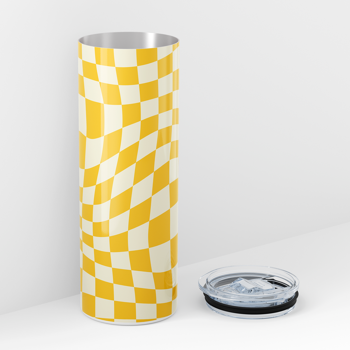 Yellow Checkered Double Walled 20oz Tumbler