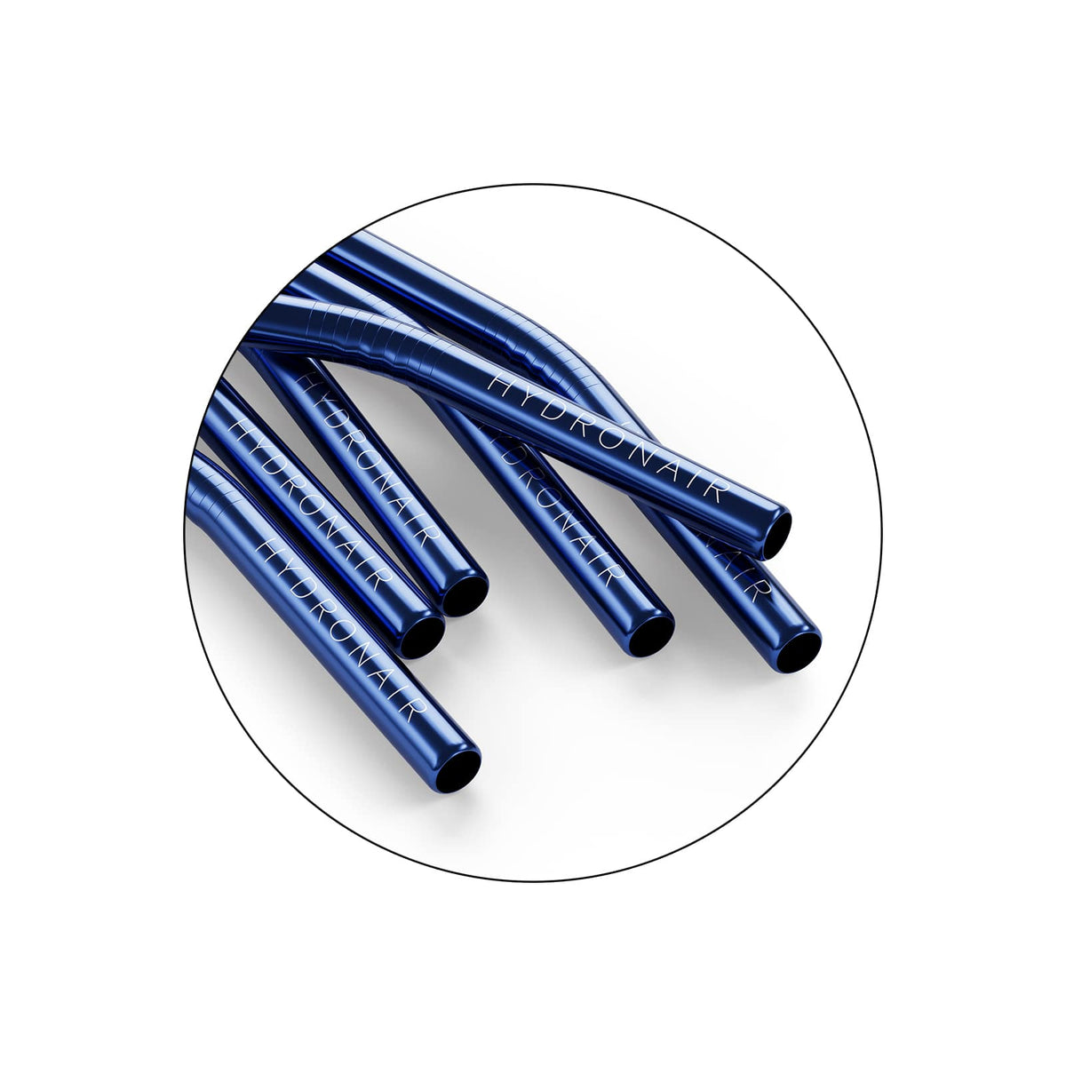 Hydronair blue stainless steel straws