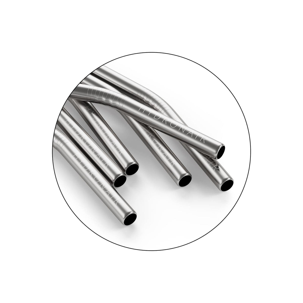 Hydronair silver stainless steel straws